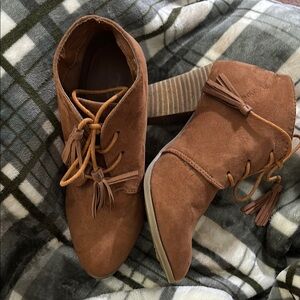 Cato Brown Lace Up Boots Suede Minimalist